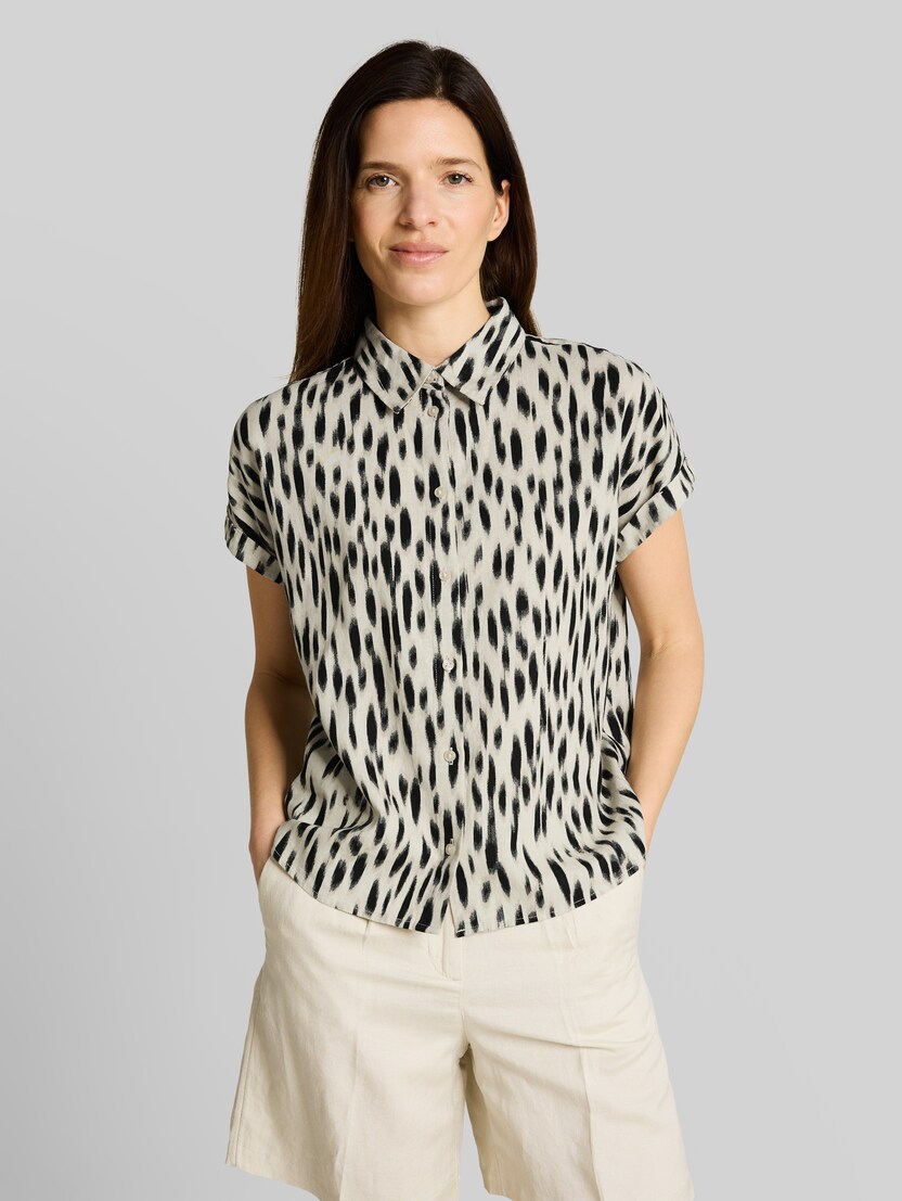 Loose Fit Bluse mit Leinenanteil von Women, sand stone beige abstract dot