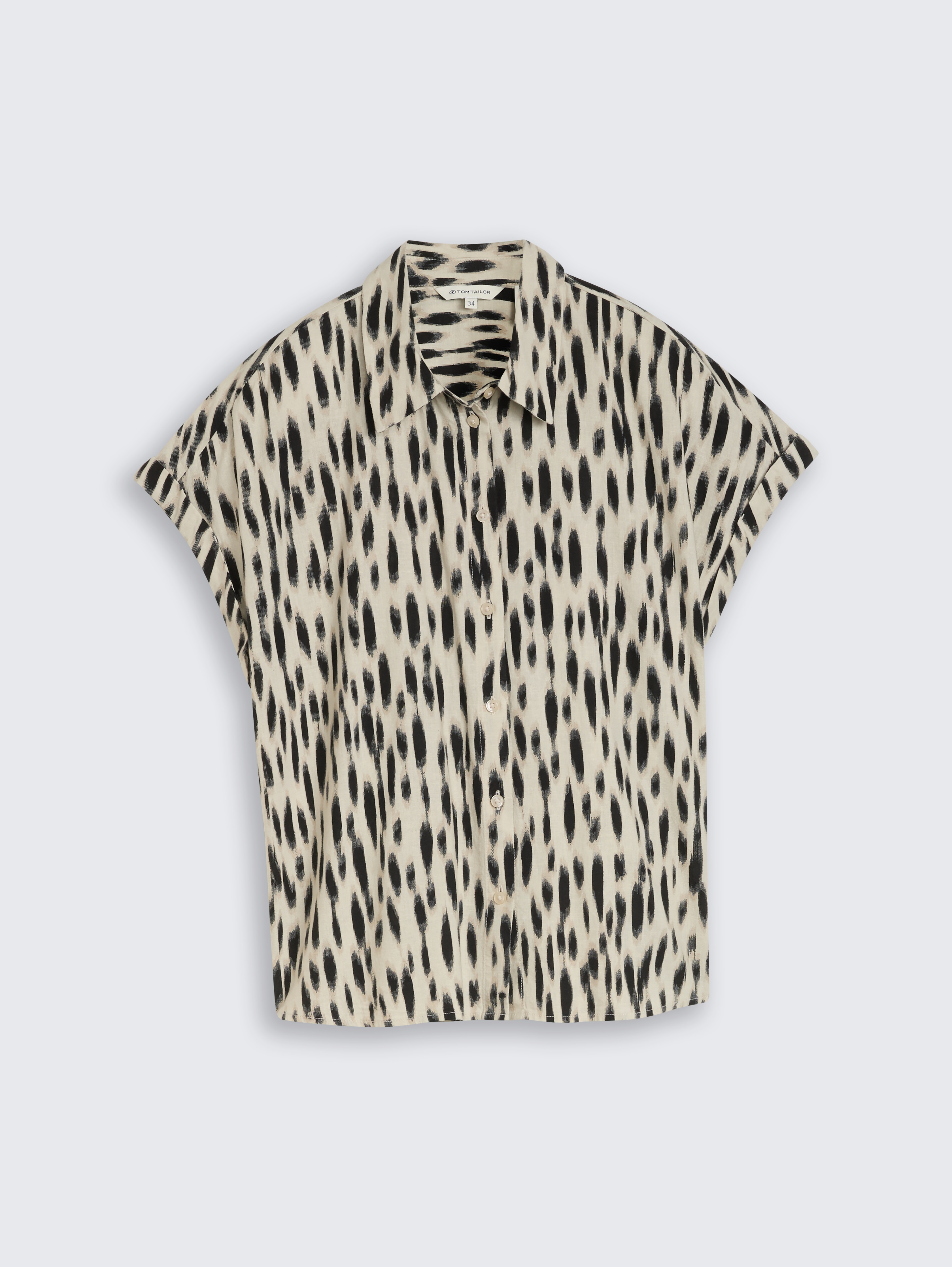 Loose Fit Bluse mit Leinenanteil von Women, sand stone beige abstract dot