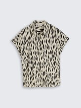 Blouse ample avec partie en lin - sand stone beige abstract dot - Vue de face du produit