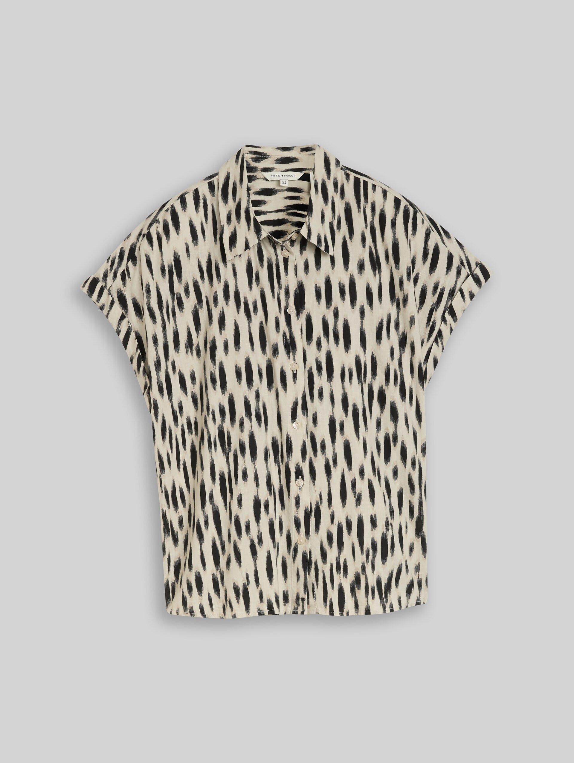 Loose Fit Bluse mit Leinenanteil - sand stone beige abstract dot - Vorder-Produkt-Ansicht