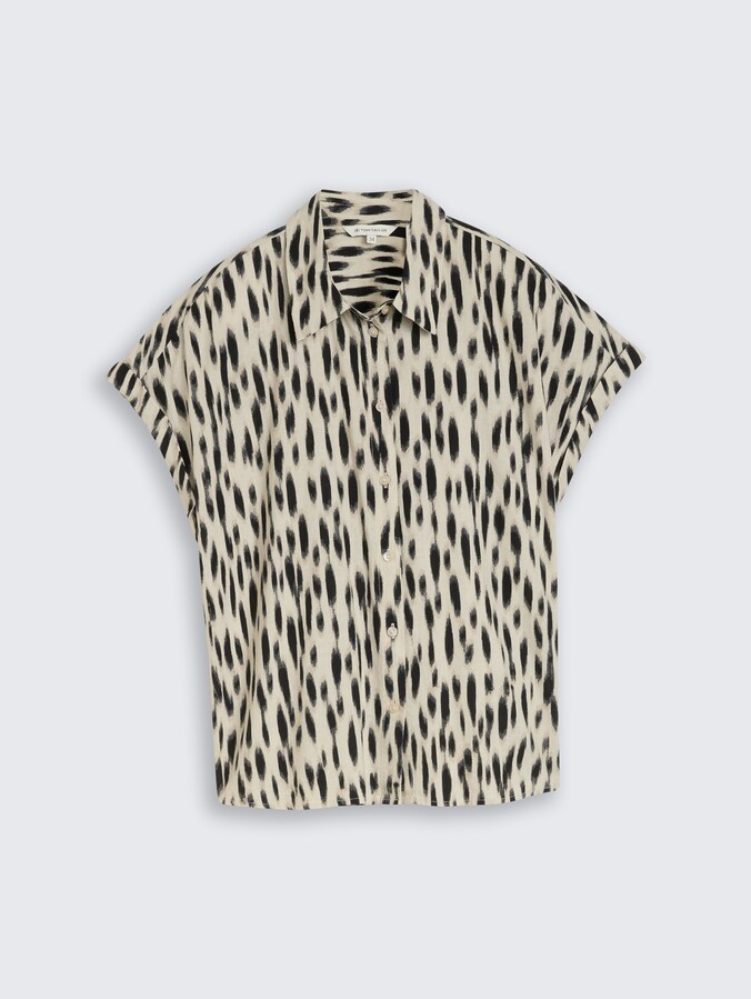 Loose Fit Bluse mit Leinenanteil von Women, sand stone beige abstract dot