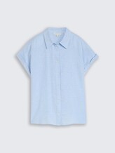 Blouse ample avec partie en lin - fjord blue irregular stripe - Vue de face du produit