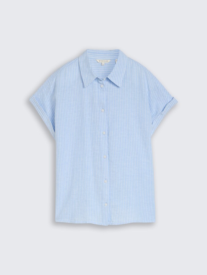 Loose Fit Bluse mit Leinenanteil von Women, fjord blue irregular stripe