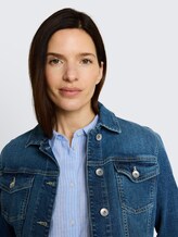 Blouse ample avec partie en lin - fjord blue irregular stripe - Vue détaillée du modèle