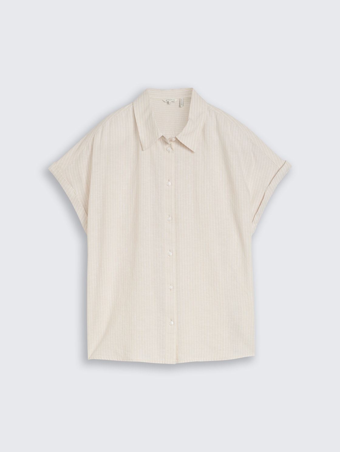 Loose Fit Bluse mit Leinenanteil - taupe white irregular stripe - Vorder-Produkt-Ansicht