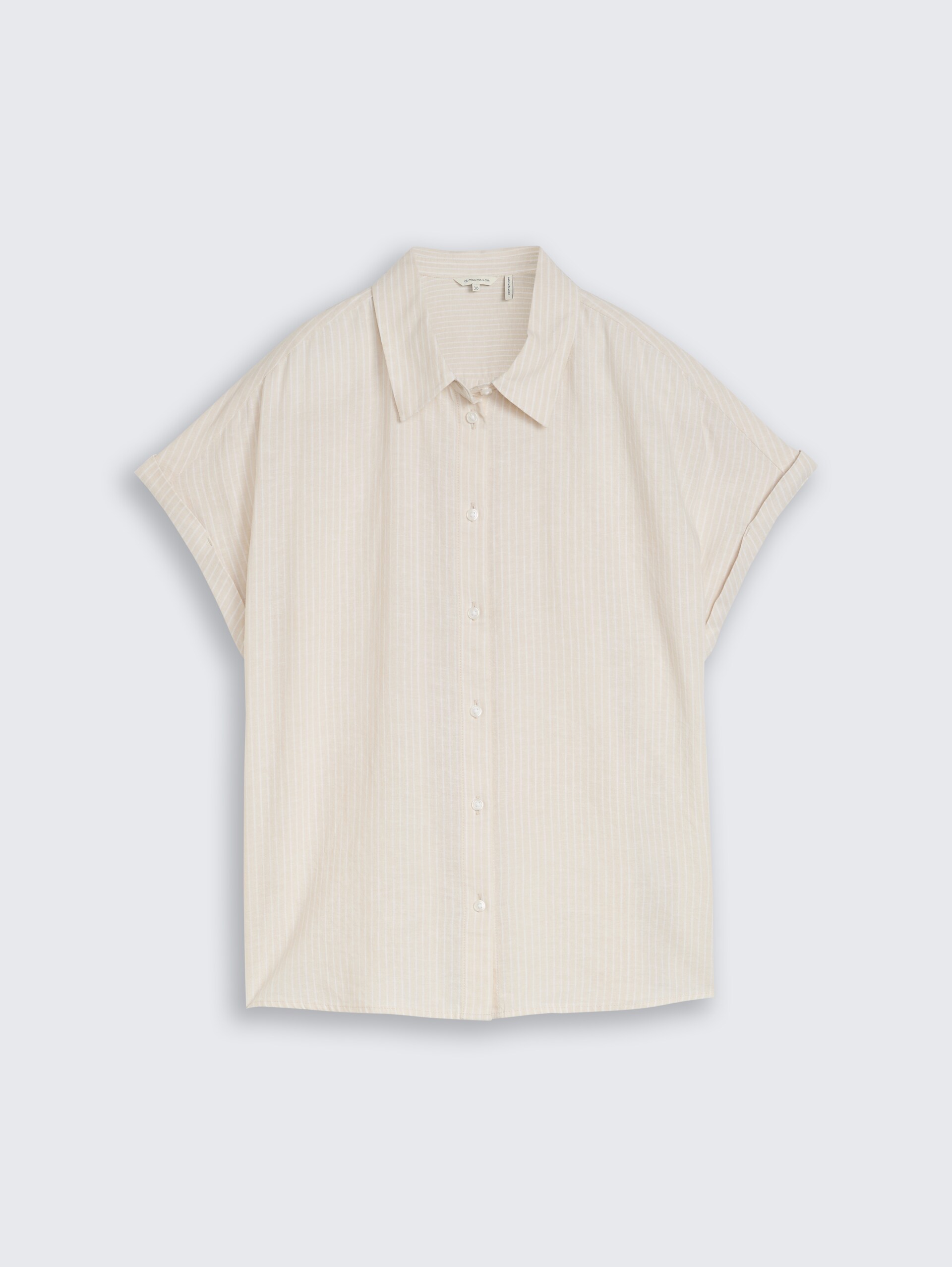 Loose Fit Bluse mit Leinenanteil - taupe white irregular stripe - Vorder-Produkt-Ansicht