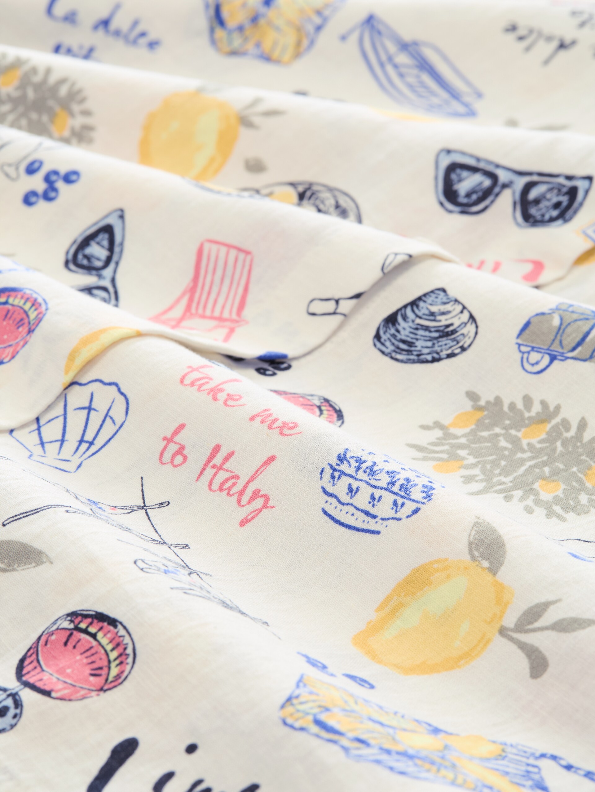 Loose Fit Bluse mit Leinenanteil - summerly lemon print - Material-Ansicht