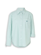 Nicht ausgewählt, Oversize Hemdbluse mit Herz-Stickerei von , blau