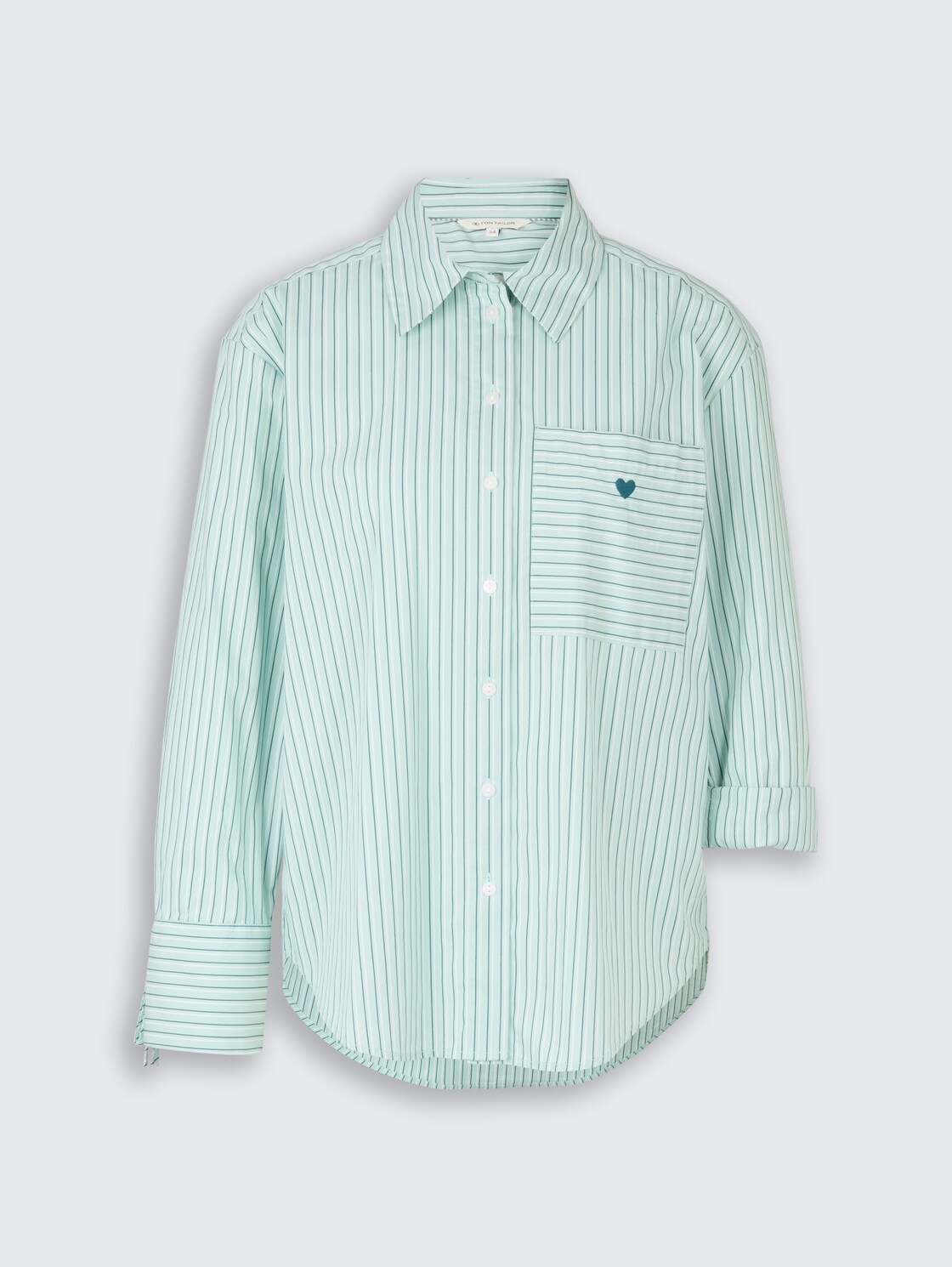 Oversize Hemdbluse mit Herz-Stickerei - blue haze irregular stripe - Vorder-Produkt-Ansicht