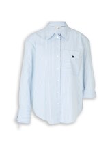 Ausgewählt, Oversize Hemdbluse mit Herz-Stickerei von Tom Tailor, blau