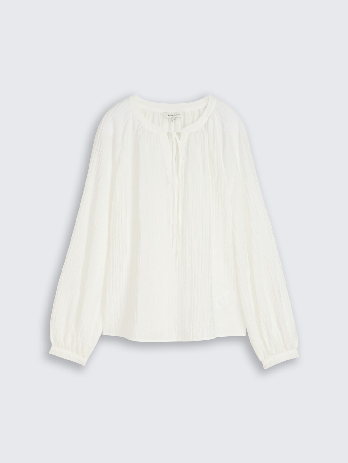 Crinkle Bluse mit Bindeband - Whisper White - Vorder-Produkt-Ansicht