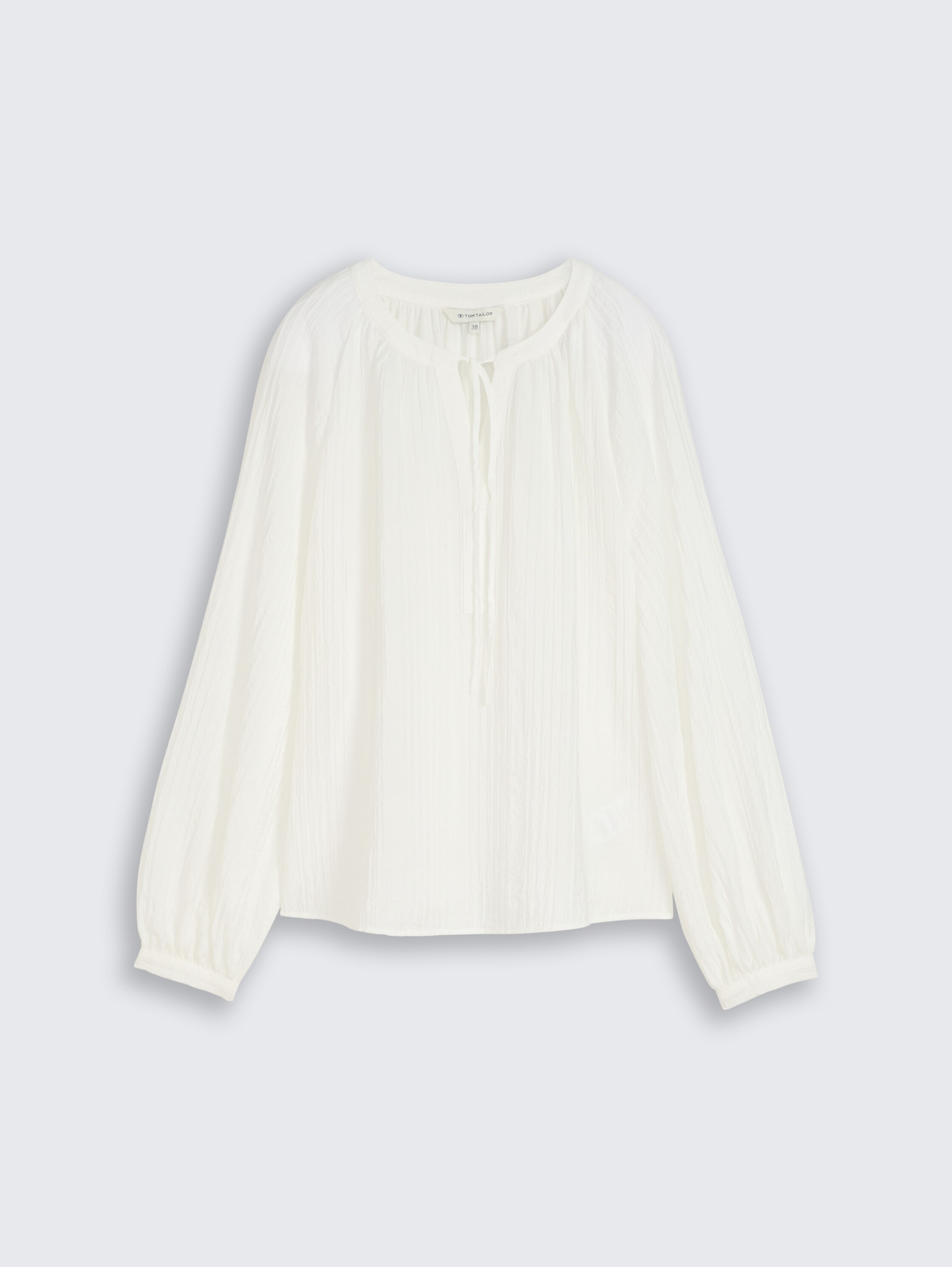 Chemisier froissé avec lien à nouer - Whisper White - Vue de face du produit