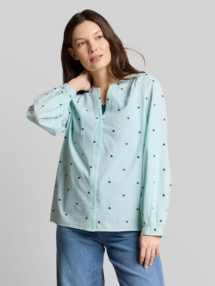 Bluse mit Herz-Stickerei von Women, blue haze heart design
