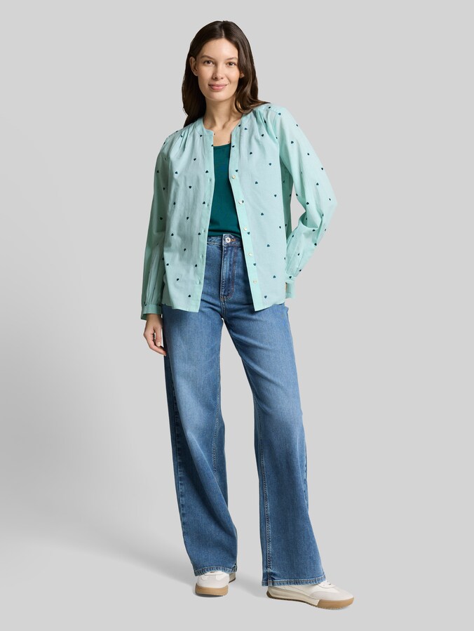 Blouse avec broderie en forme de cœur par Women, blue haze heart design