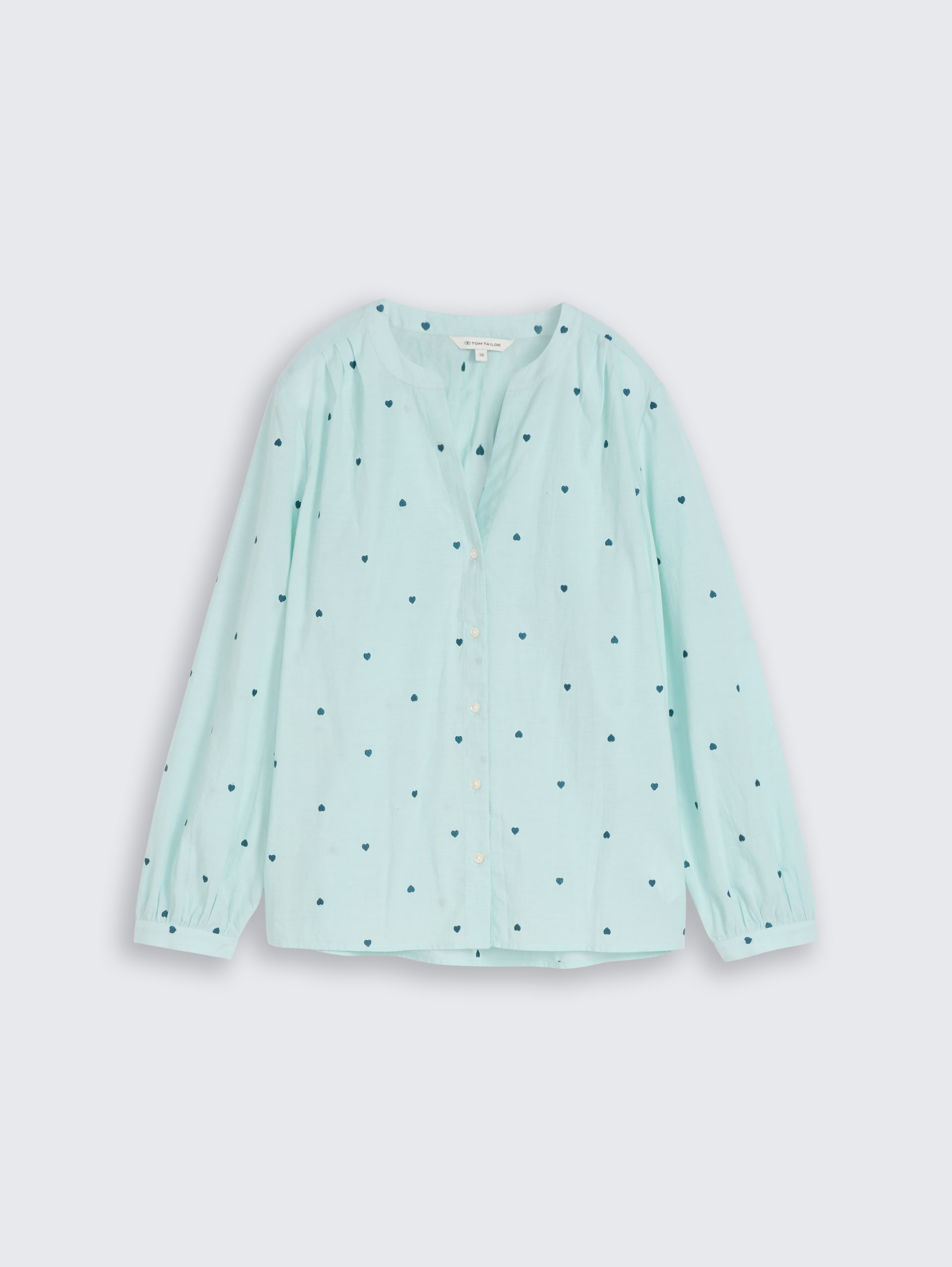 Bluse mit Herz-Stickerei - blue haze heart design - Vorder-Produkt-Ansicht