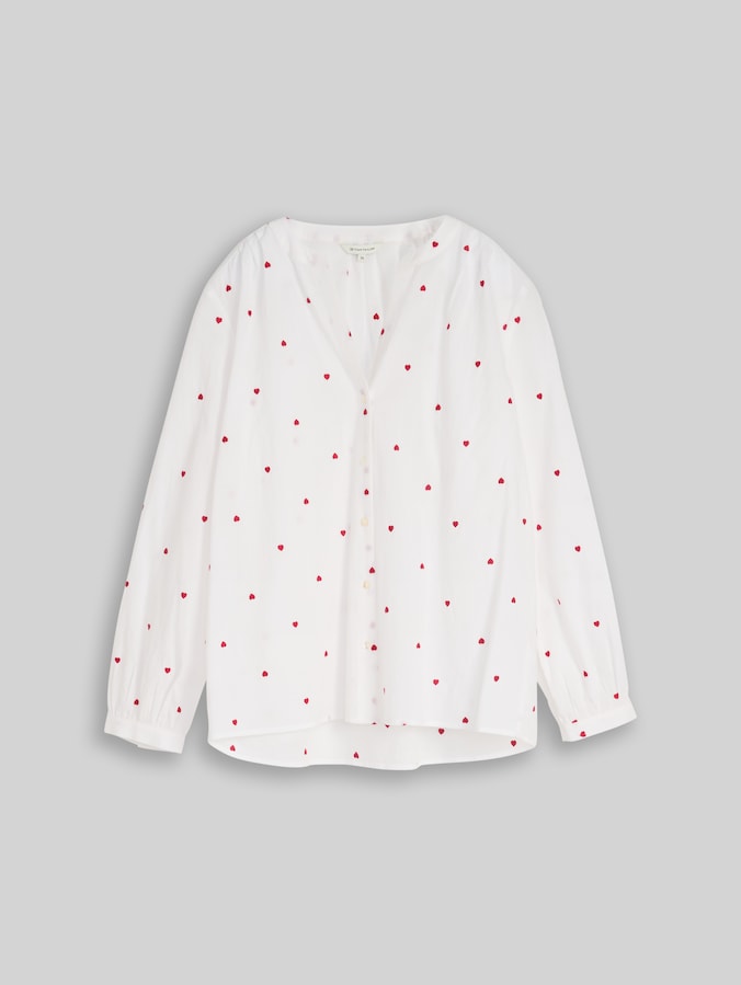 Blouse met hartjesborduursel door Women, white red heart design