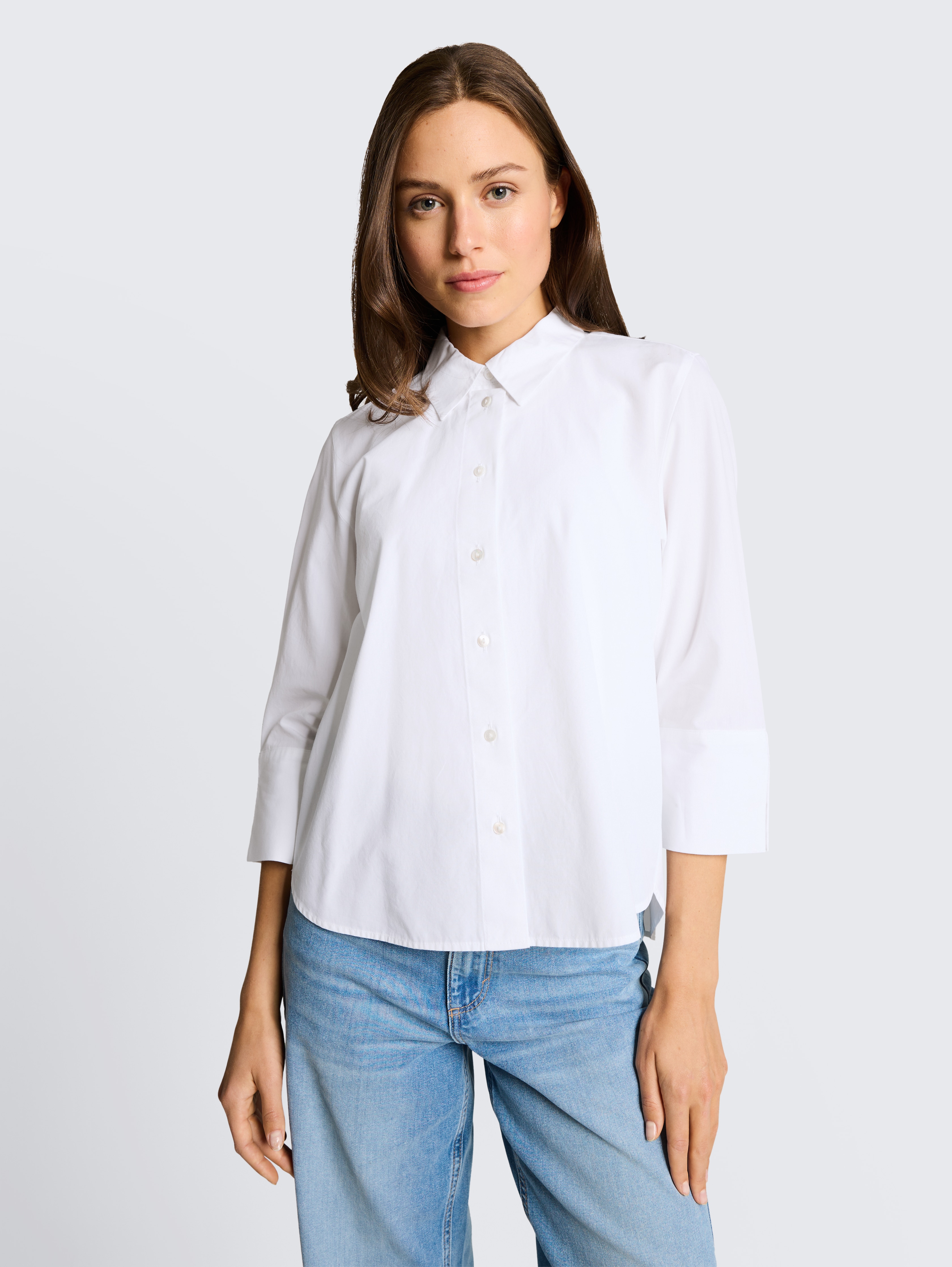 Popeline Hemdbluse mit 3/4-Arm von Women, White