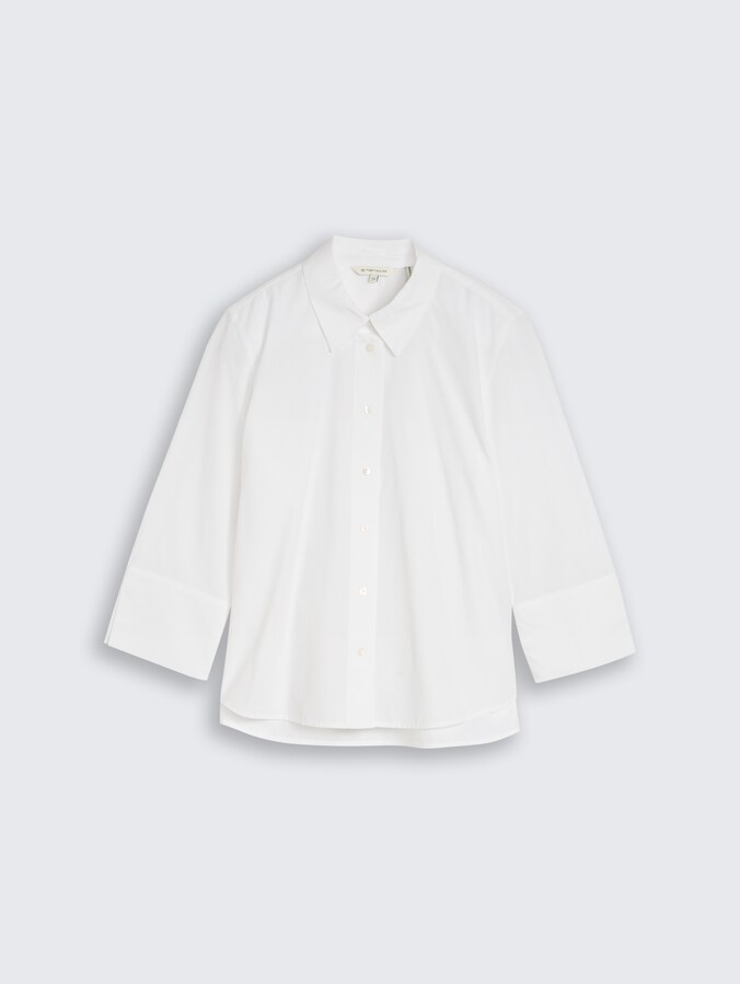 Popeline Hemdbluse mit 3/4-Arm von Women, White