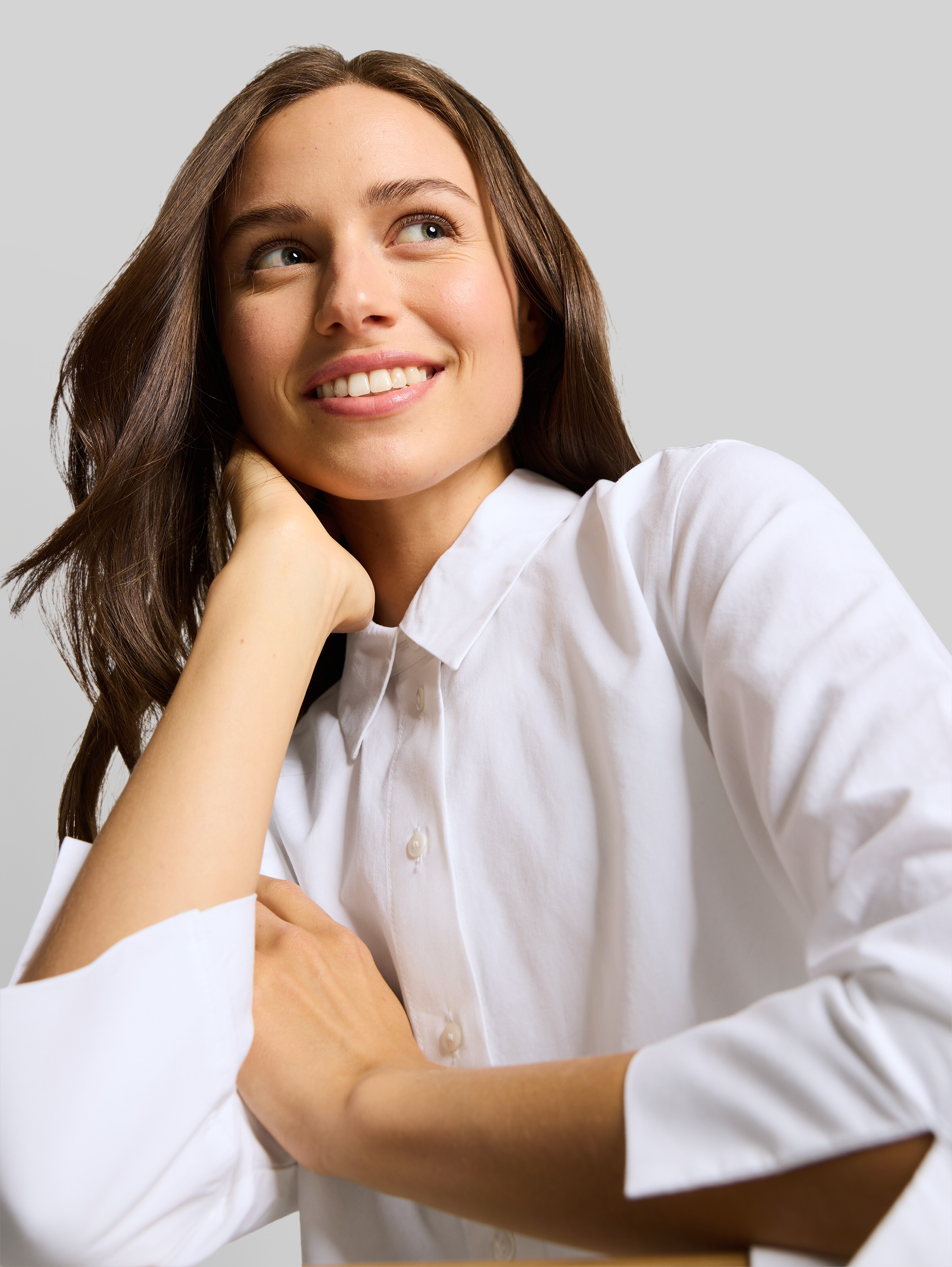 Poplin shirt blouse with 3/4 sleeves in white by Tom Tailor
