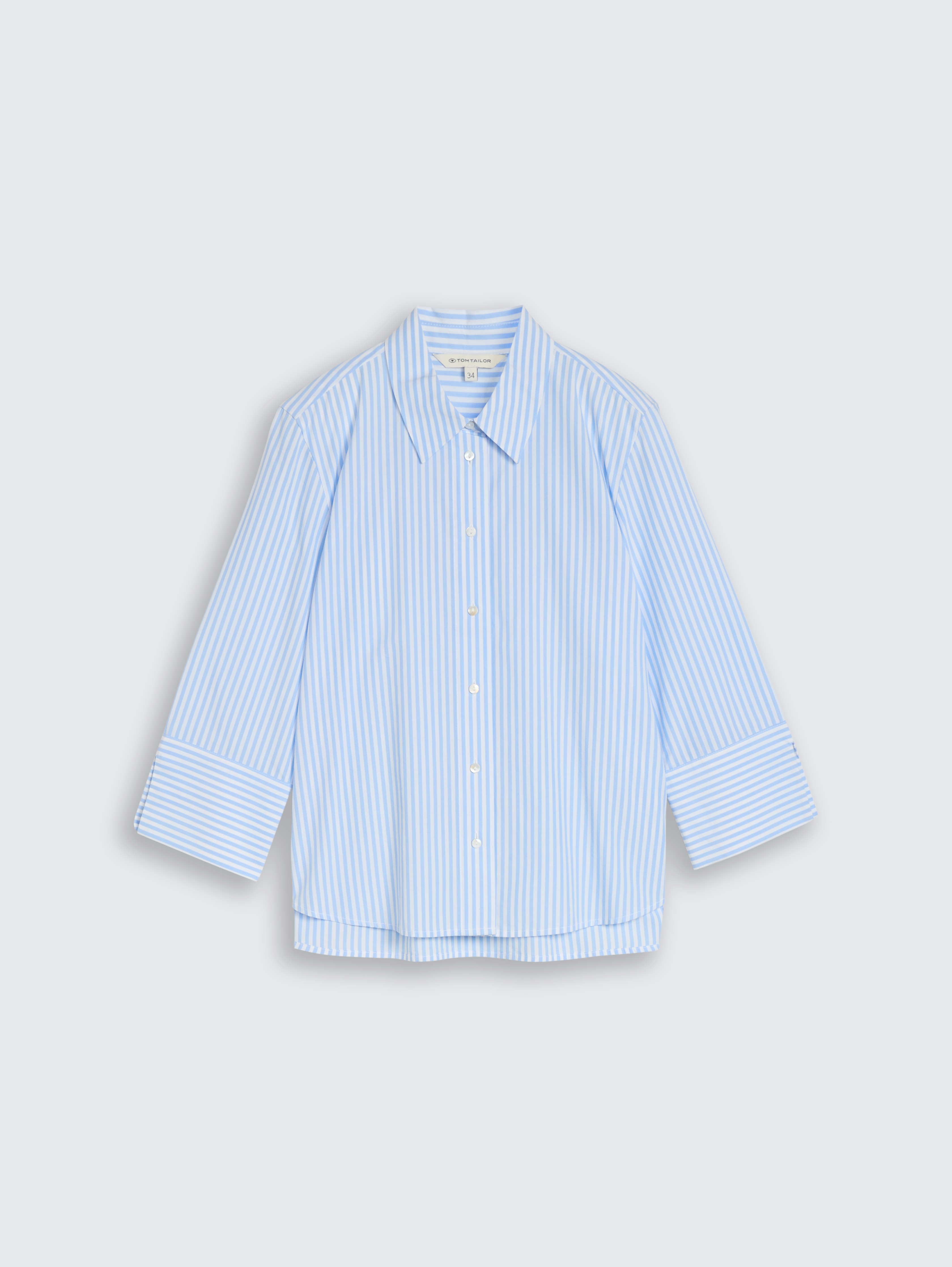 Popeline Hemdbluse mit 3/4-Arm von Women, dreamy blue white small stripe