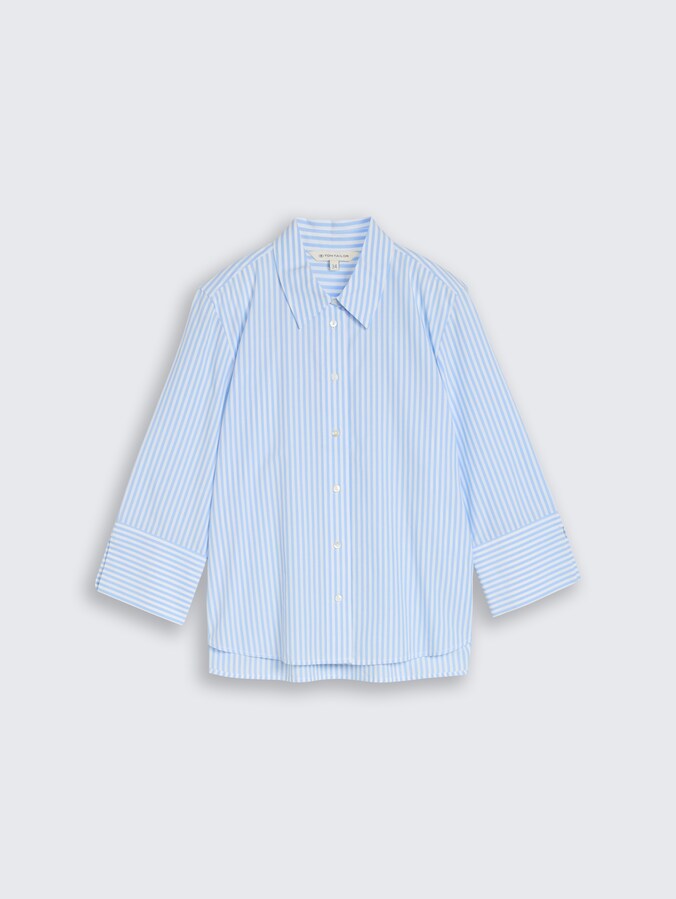 Popeline overhemdblouse met 3/4-mouwen door Women, dreamy blue white small stripe
