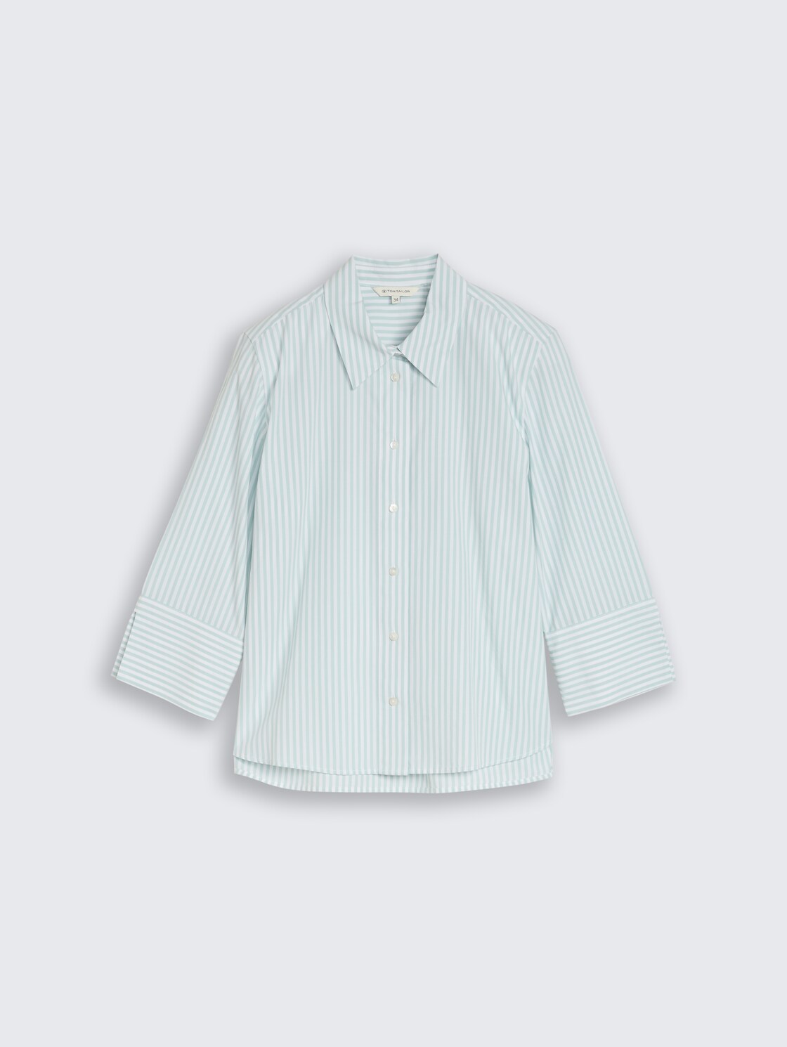 Popeline Hemdbluse mit 3/4-Arm - blue haze white thin stripe - Vorder-Produkt-Ansicht