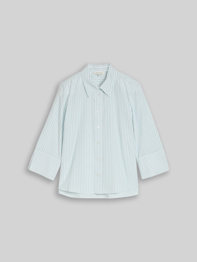 Chemisier en popeline à manches 3/4 par Women, blue haze white thin stripe
