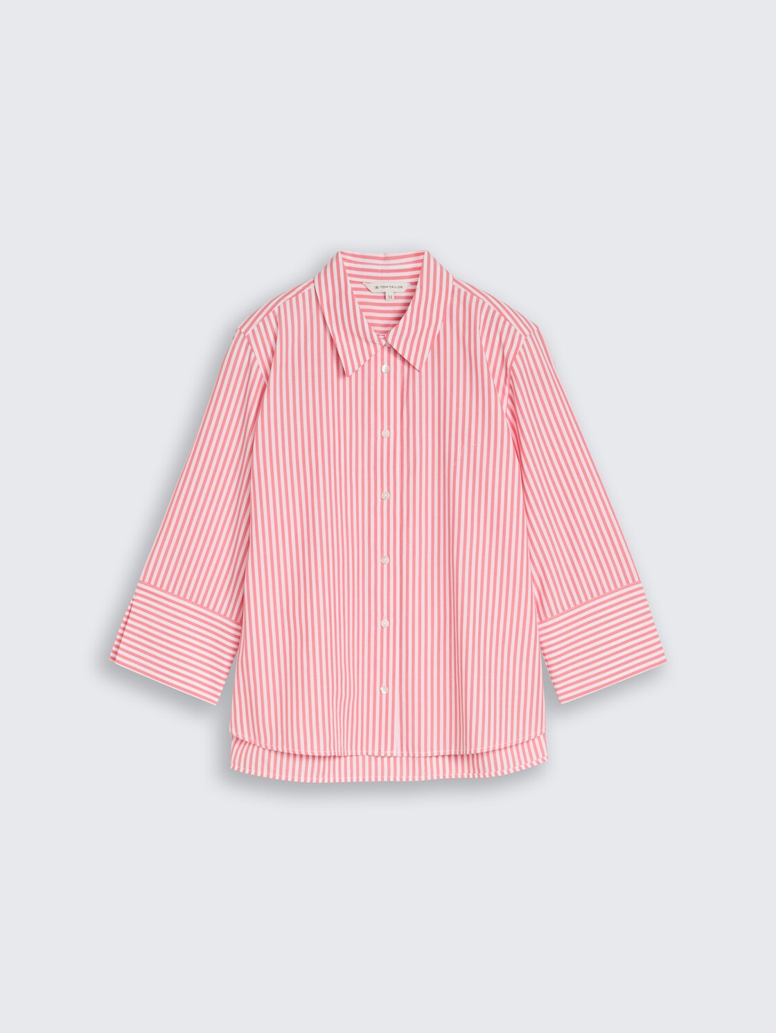 Popeline Hemdbluse mit 3/4-Arm - soft coral white thin stripe - Vorder-Produkt-Ansicht