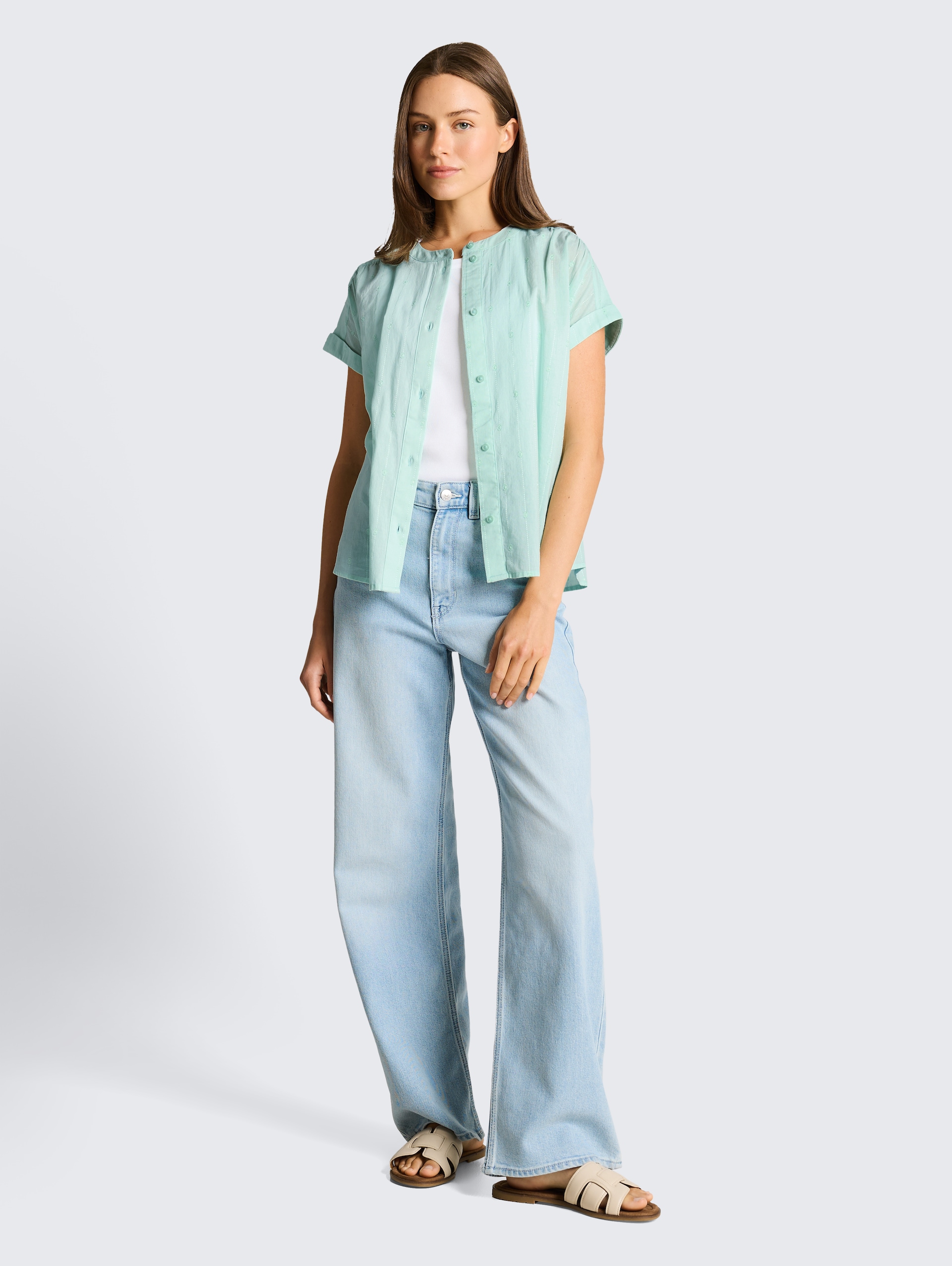 Loose Fit Bluse - blue haze - Model-Vorderansicht
