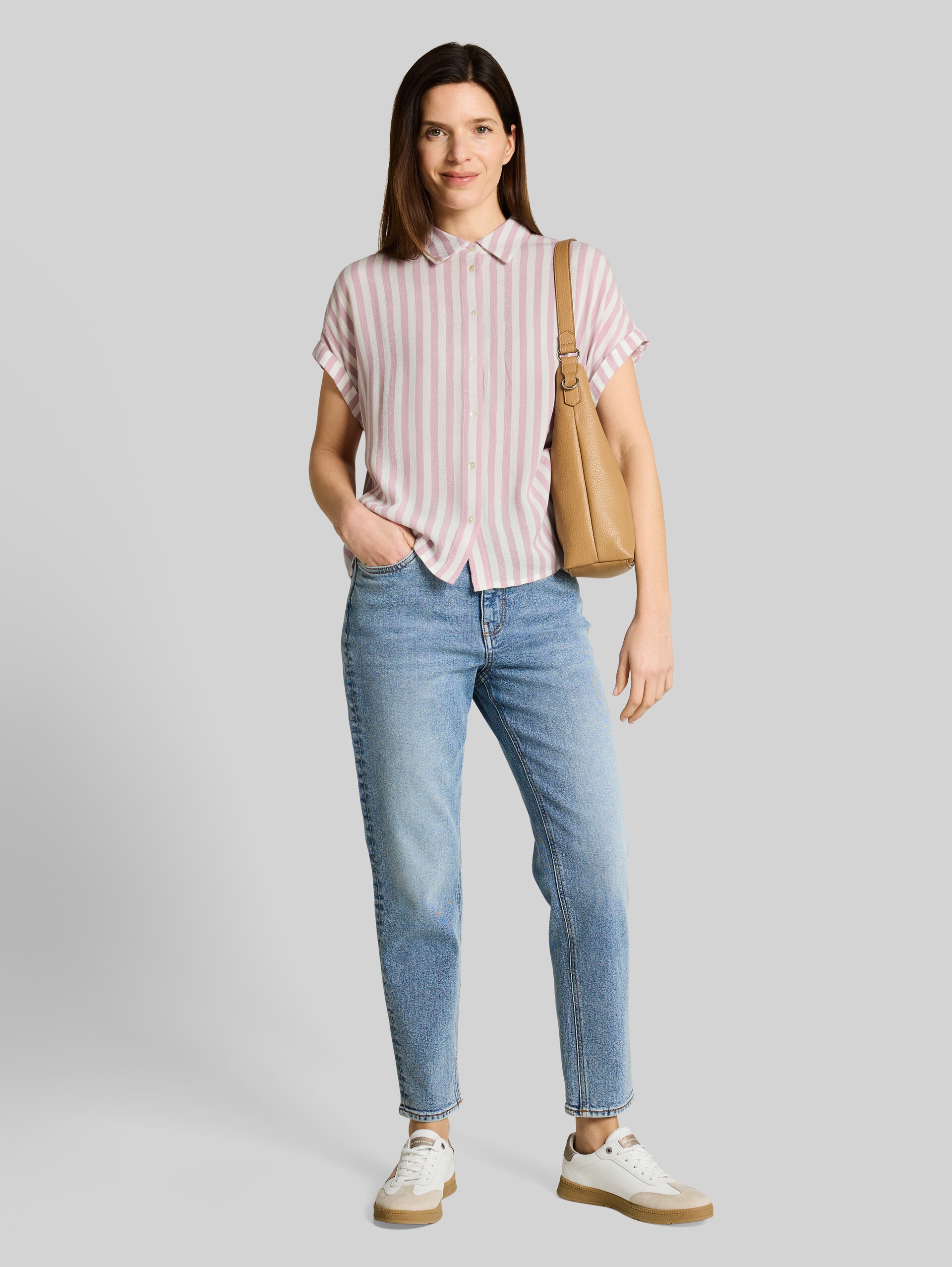 Blouse ample à rayures - light elderberry stripe - Vue de face du modèle