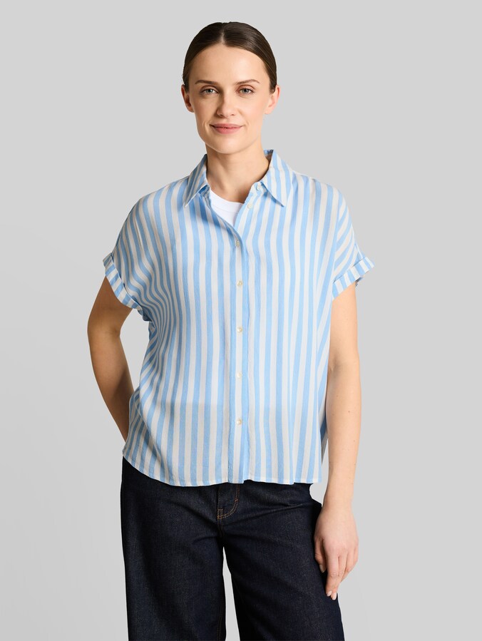 Losvallende blouse met strepen door Women, light fjord blue stripe