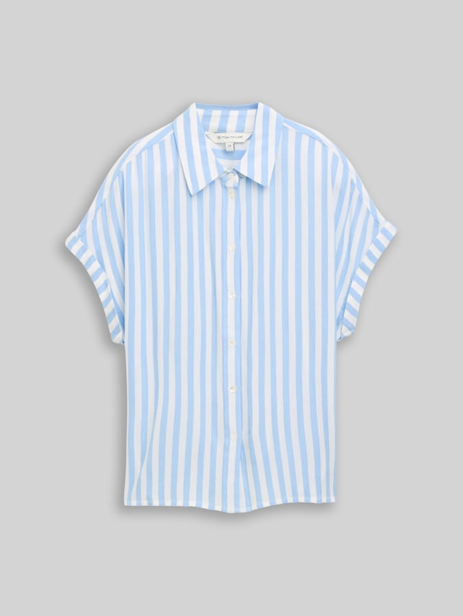 Losvallende blouse met strepen door Women, light fjord blue stripe