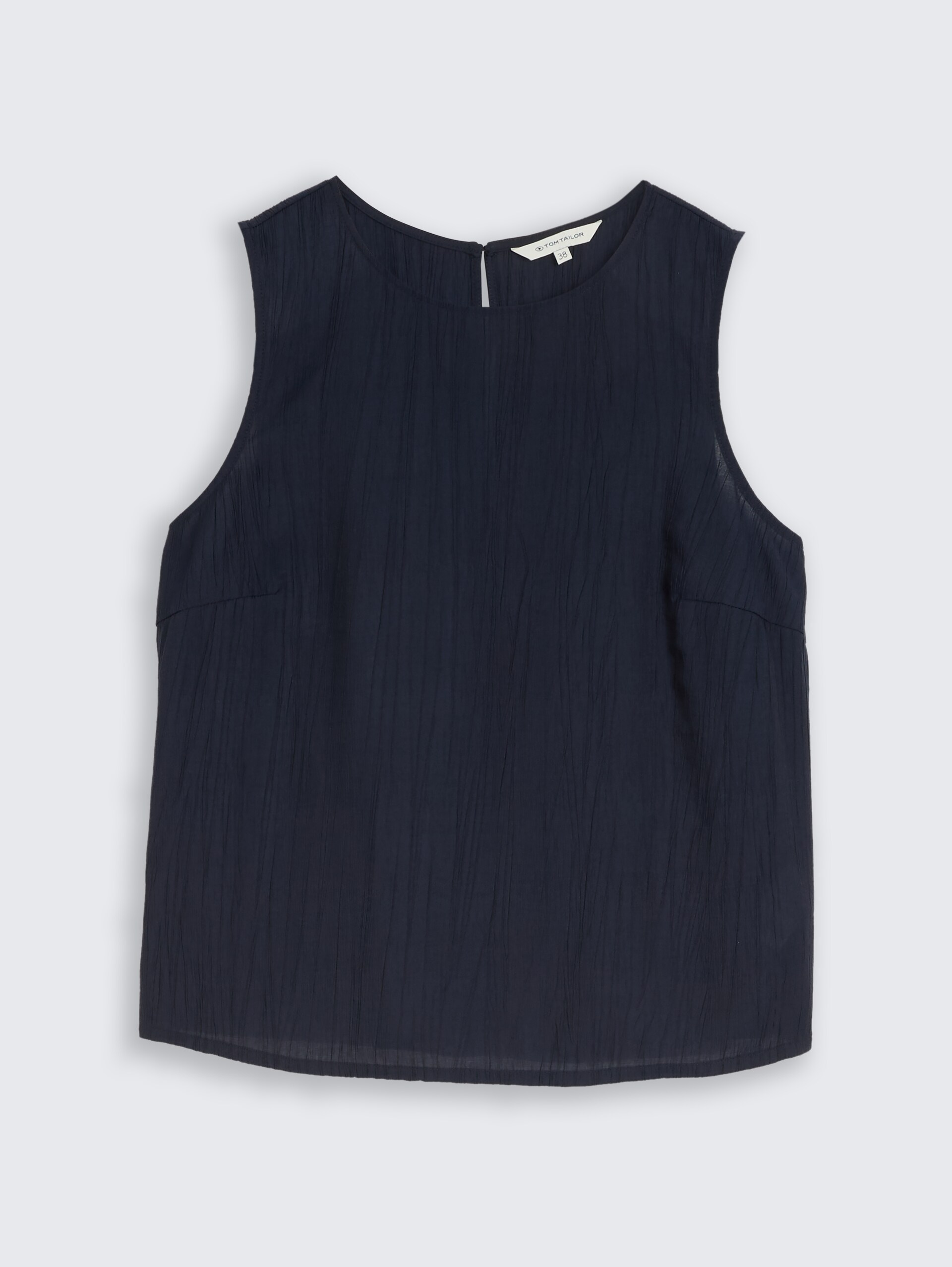 Crêpe blouse met ronde hals - sky captain blue - Product vooraanzicht