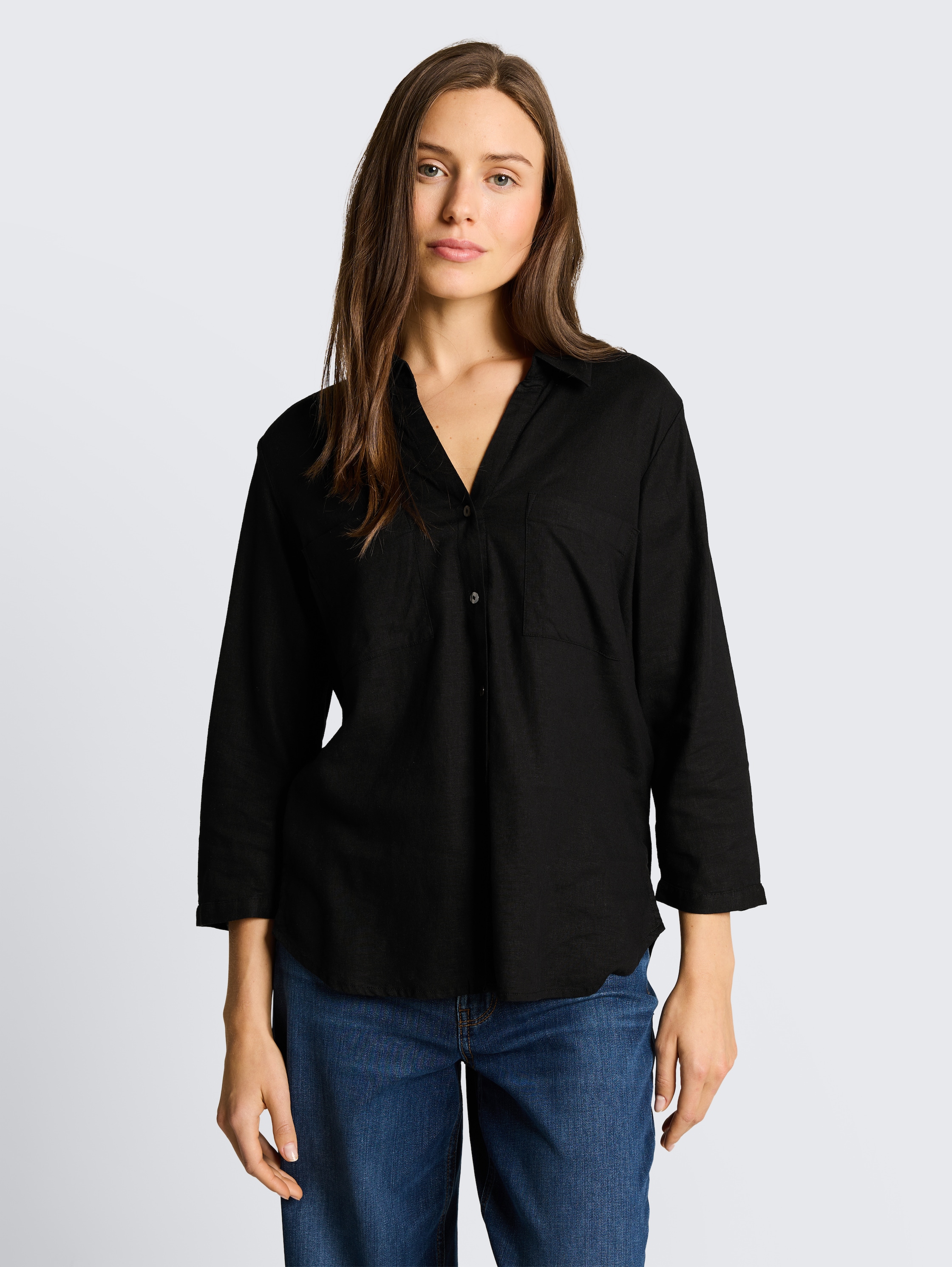 Hemdbluse mit Leinenanteil - deep_black_1 - 
