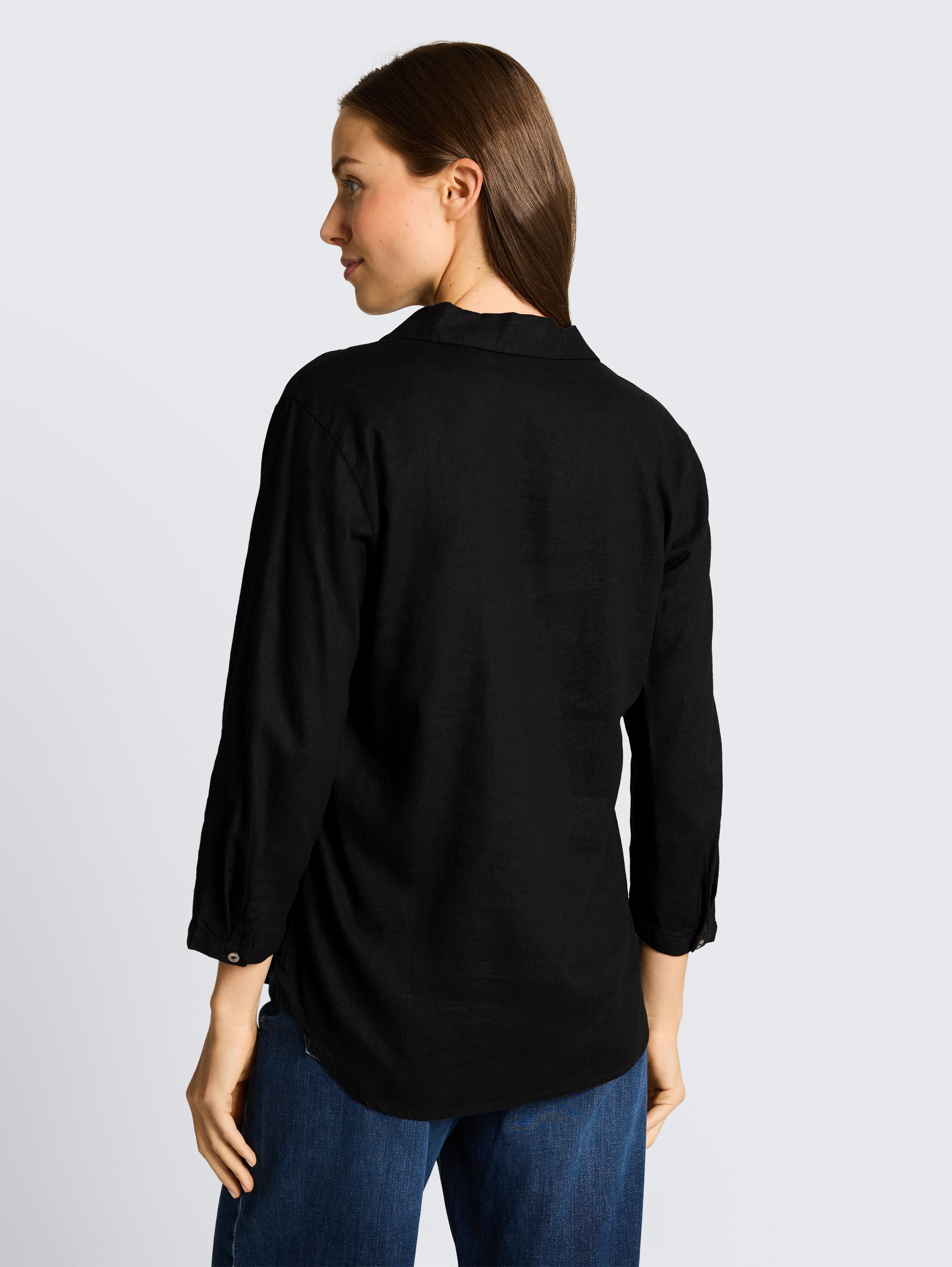 Hemdbluse mit Leinenanteil - deep_black_1 - 
