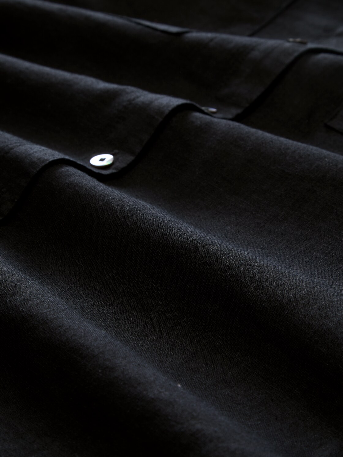Hemdbluse mit Leinenanteil - deep black - Material-Ansicht