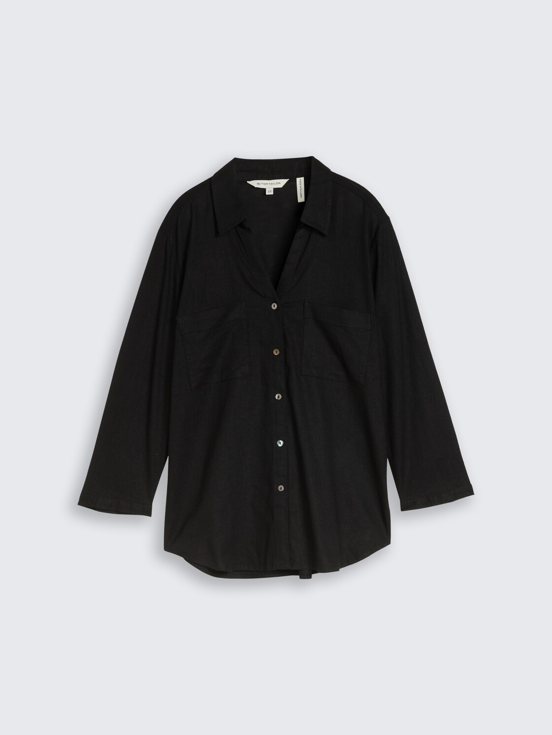 Hemdbluse mit Leinenanteil - deep black - Vorder-Produkt-Ansicht