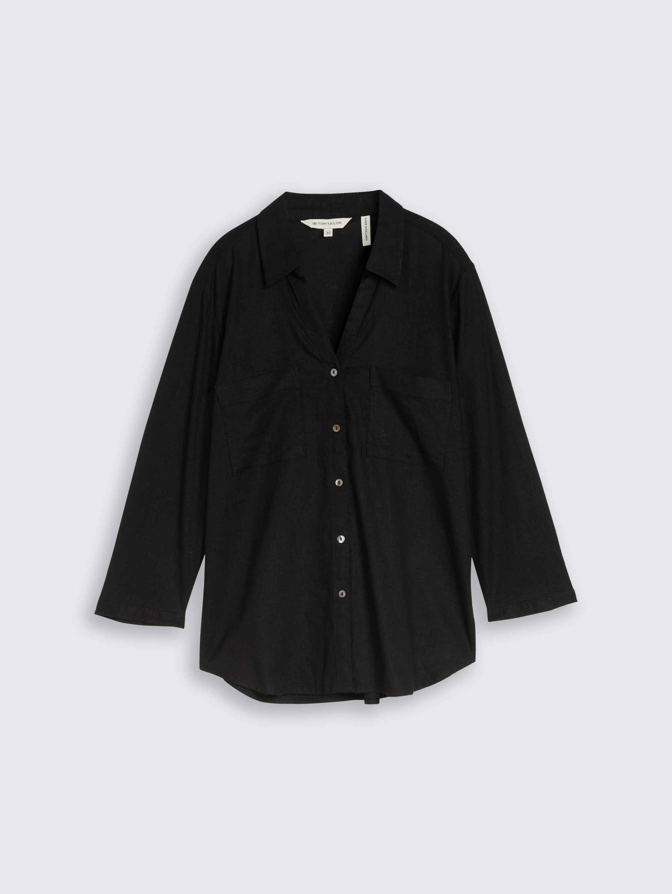 Hemdbluse mit Leinenanteil - deep_black_1 - 