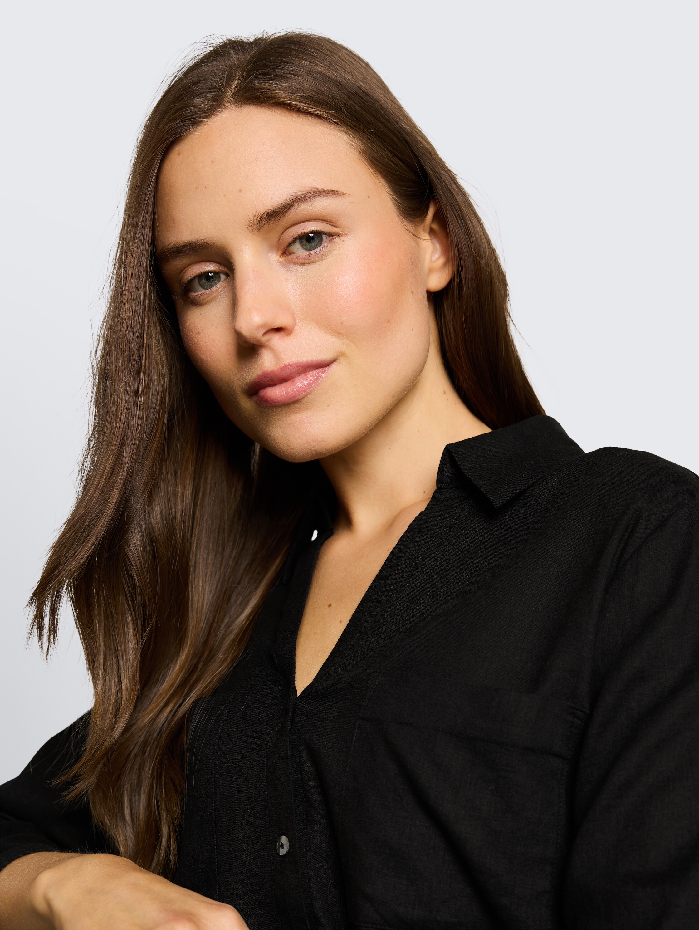 Hemdbluse mit Leinenanteil - deep_black_1 - 