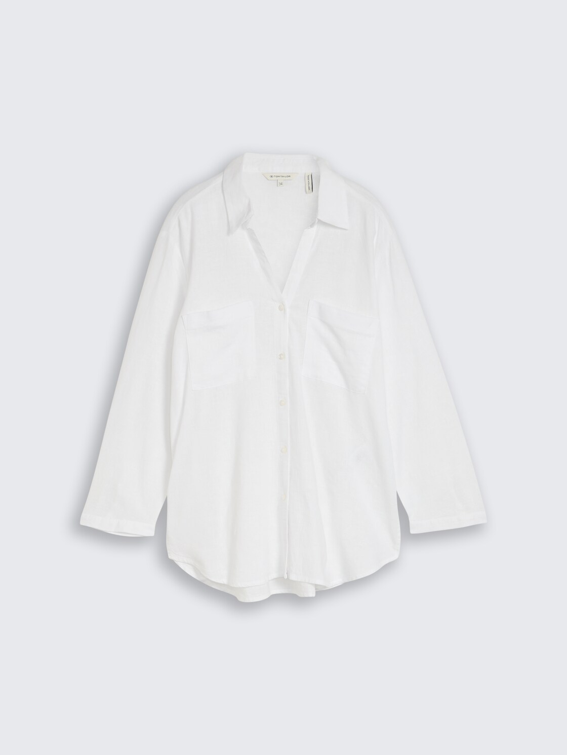 Hemdbluse mit Leinenanteil - White - Vorder-Produkt-Ansicht