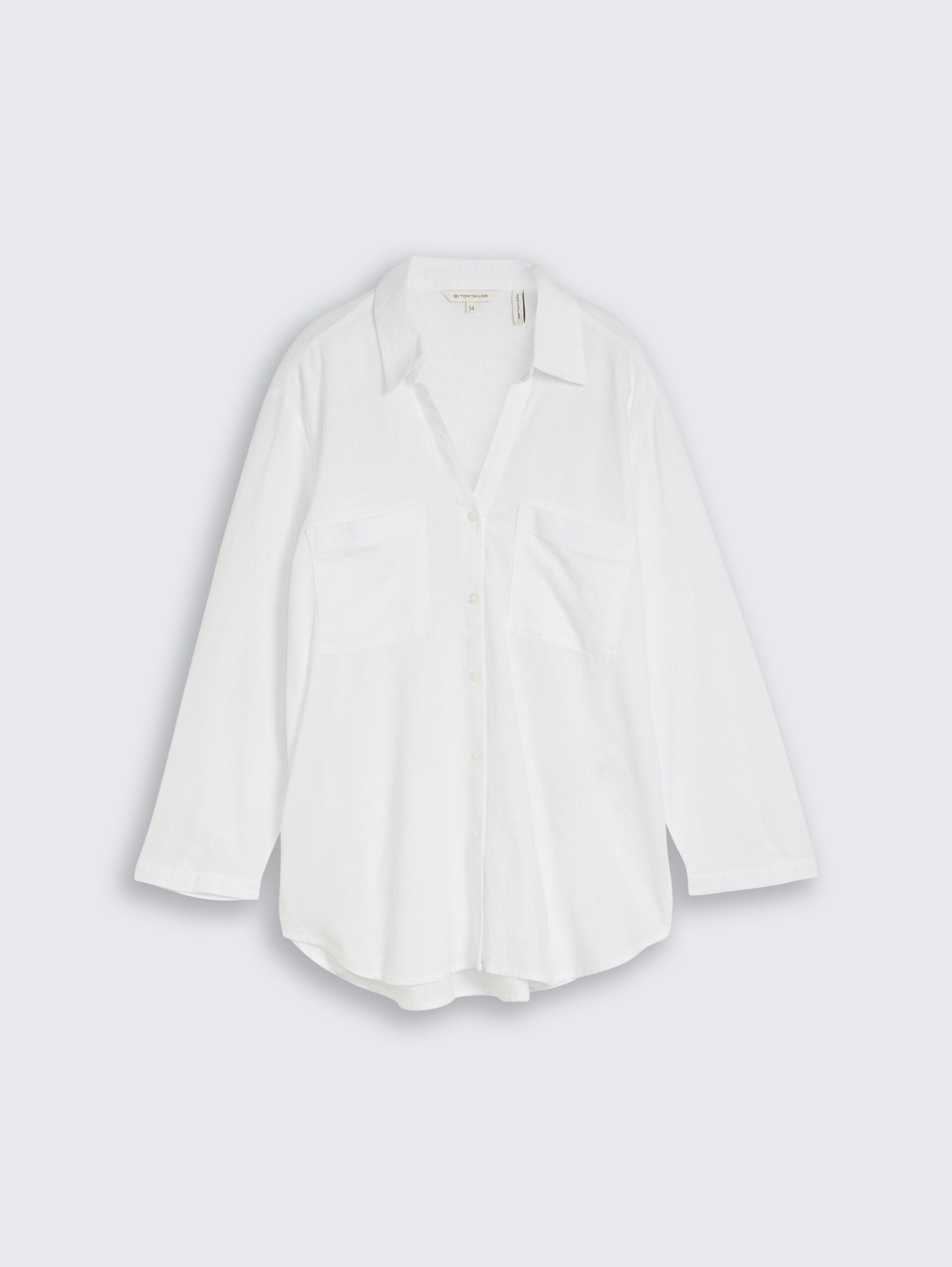 Hemdbluse mit Leinenanteil - White - Vorder-Produkt-Ansicht