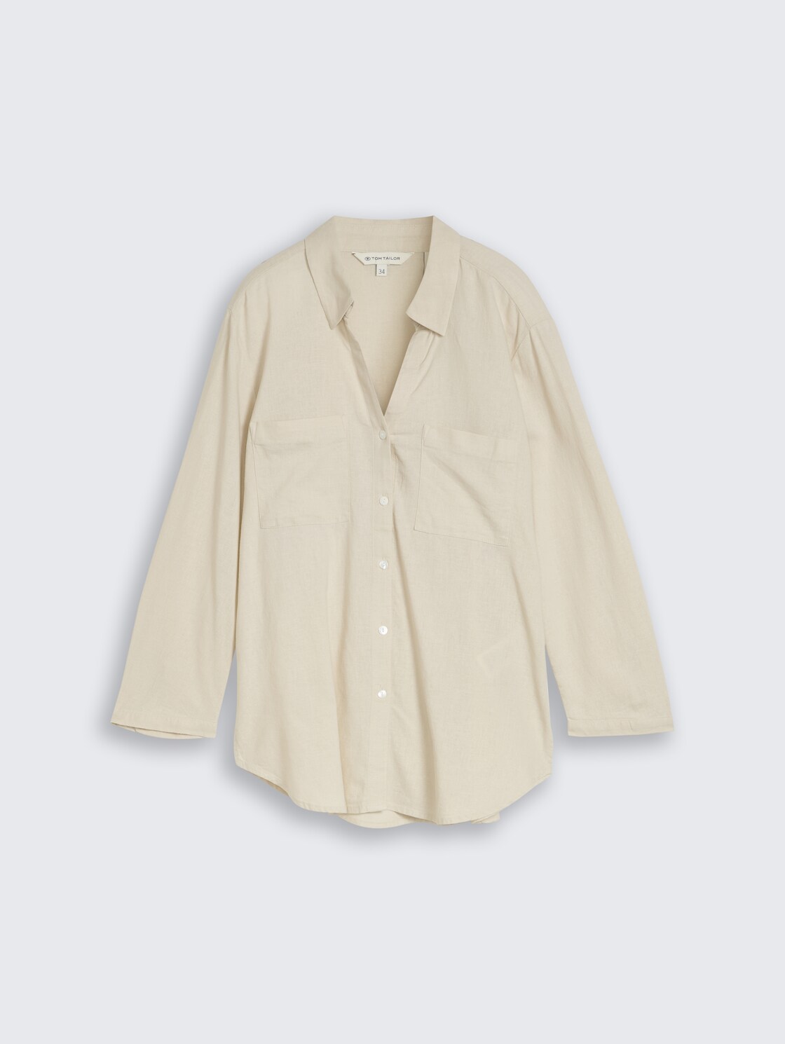 Overhemdblouse met linnen - sand stone beige - Product vooraanzicht