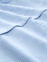 Hemdbluse mit Leinenanteil - fjord blue irregular stripe - Material-Ansicht