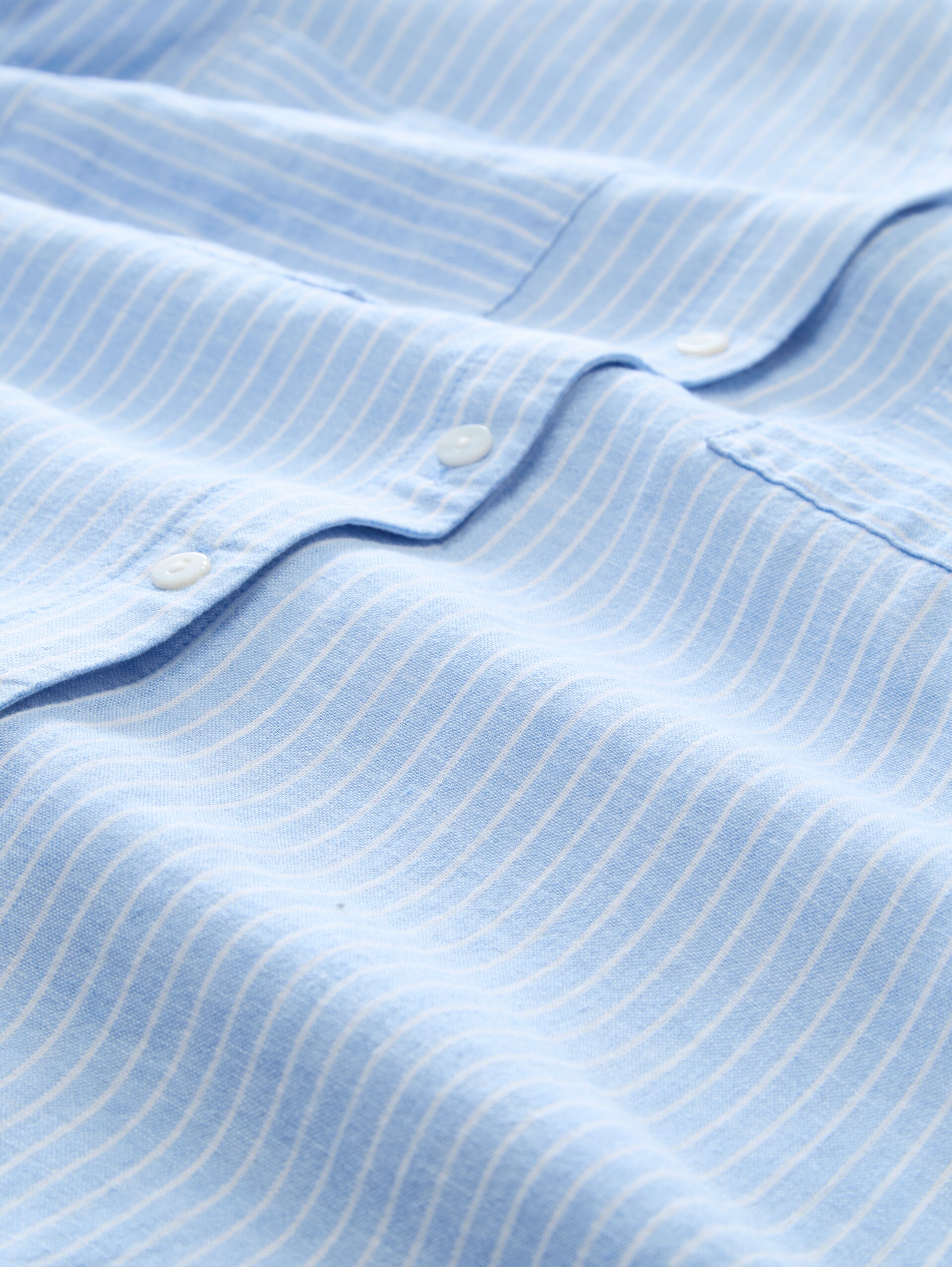 Hemdbluse mit Leinenanteil - fjord blue irregular stripe - Material-Ansicht