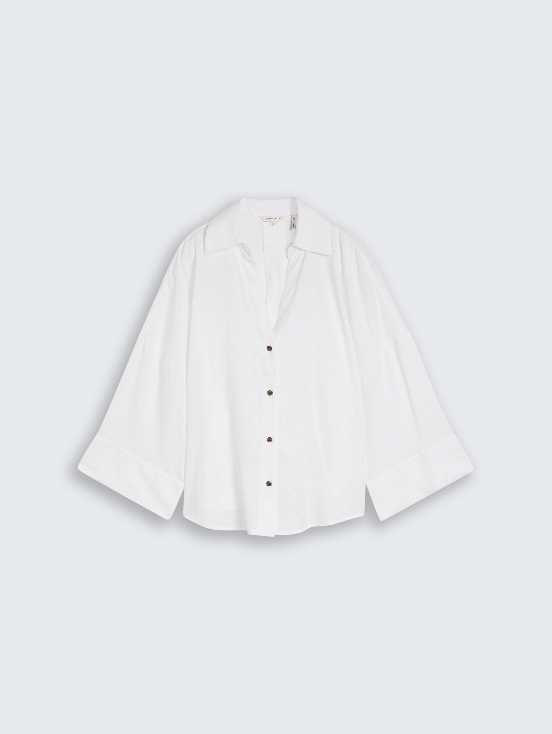 Oversized blouse met linnen - White - Product vooraanzicht
