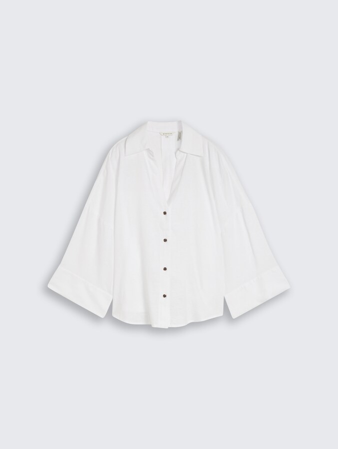 Oversize Bluse mit Leinenanteil von Women, White