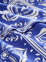 Blouse oversize avec une touche de lin - blue flower tile design - Vue de la matière