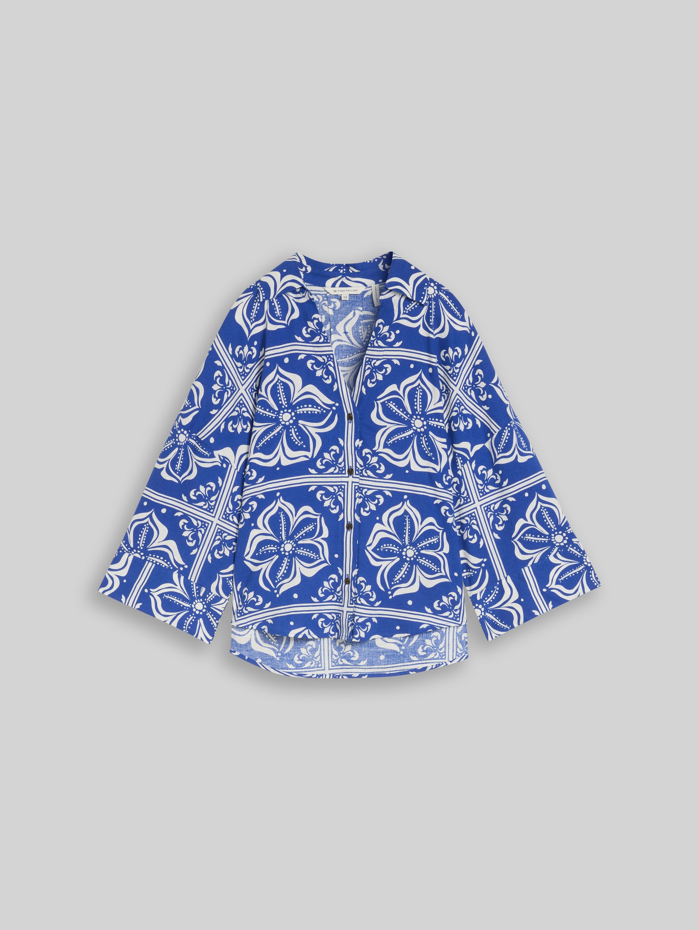 Bluza iz lanene mešanice z ohlapnim krojem - Image 2