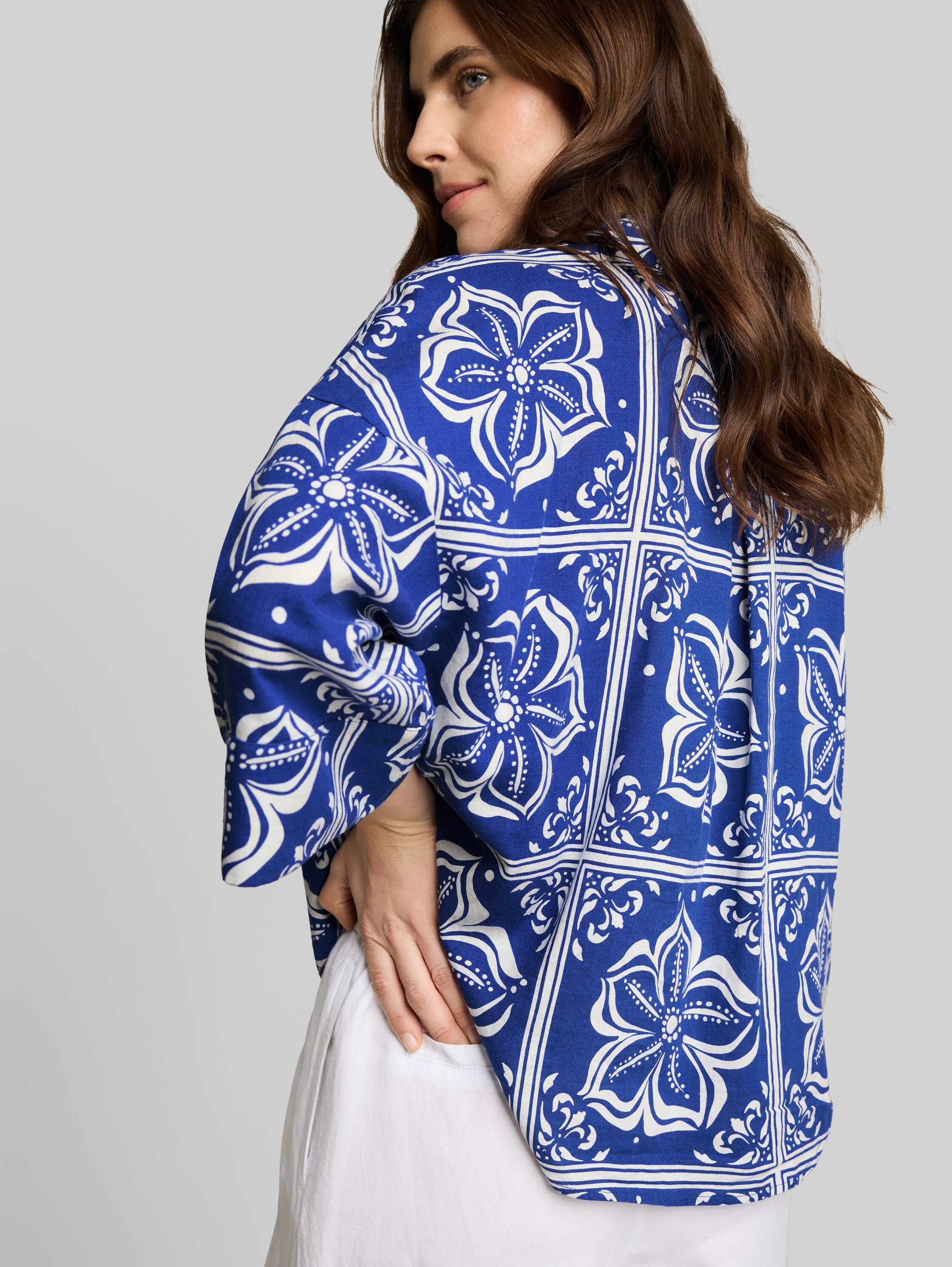 Bluza iz lanene mešanice z ohlapnim krojem - Image 6