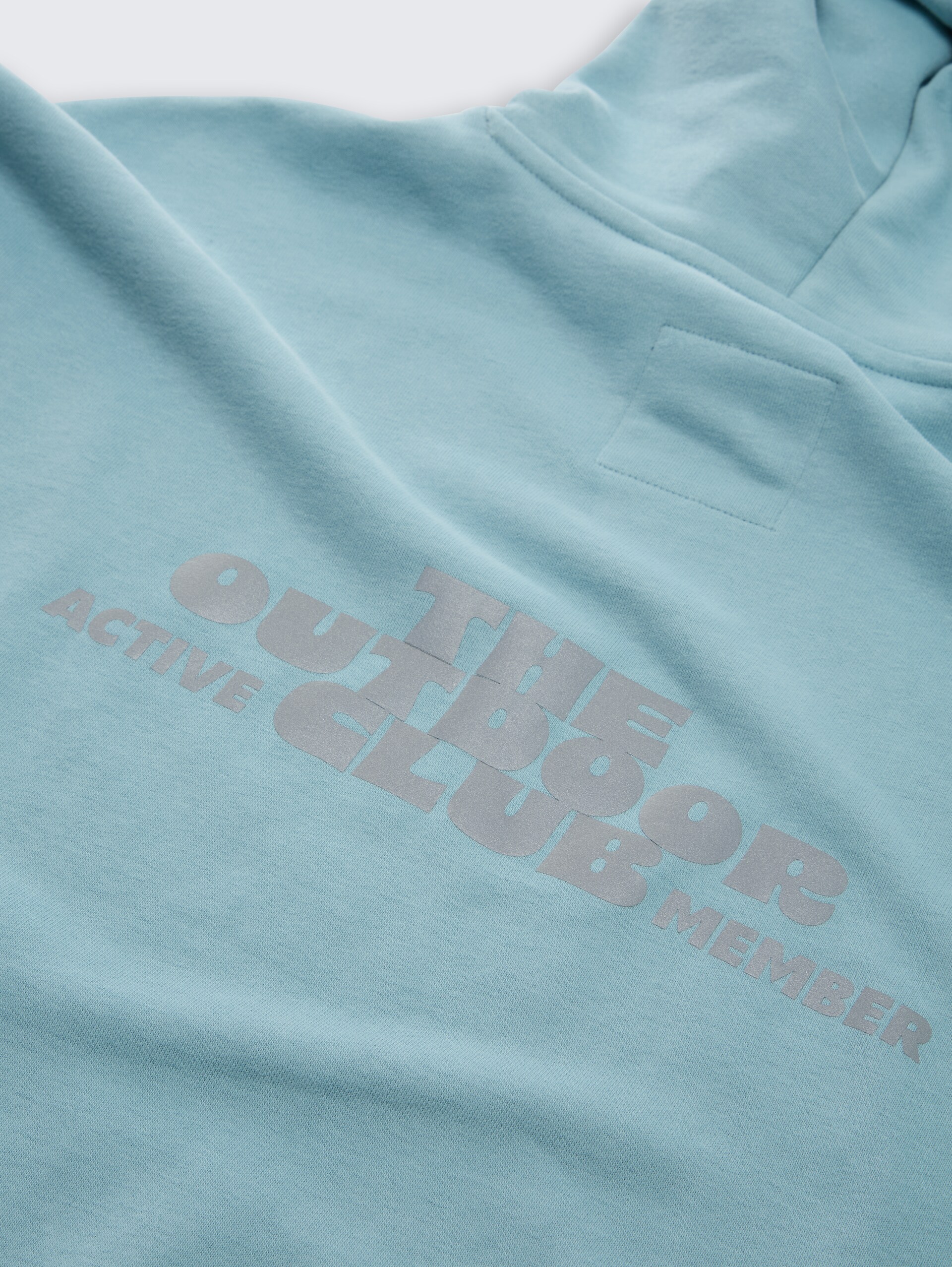 Oversize Hoodie Sweatshirt mit Rückenprint - light teal - Detail-Model-Ansicht